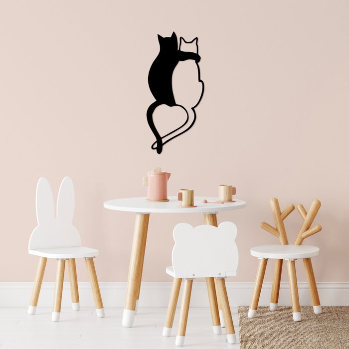 Wallity Love Cats - 478 Escultura de Pared de Metal Negra